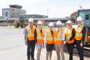 Government of New Brunswick, Government of Canada, and Fredericton International Airport representatives celebrate the launch of the terminal expansion project.