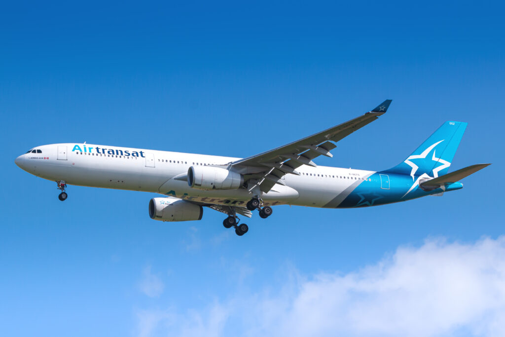Air Transat Airbus A330 airplane at Paris Charles de Gaulle