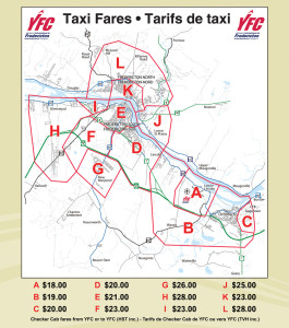 2015 Taxi fares from Fredericton International Airport