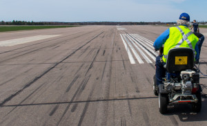 Re-painting the lines on the runway