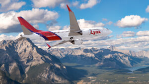 Un avion Lynx survole les montagnes Rocheuses