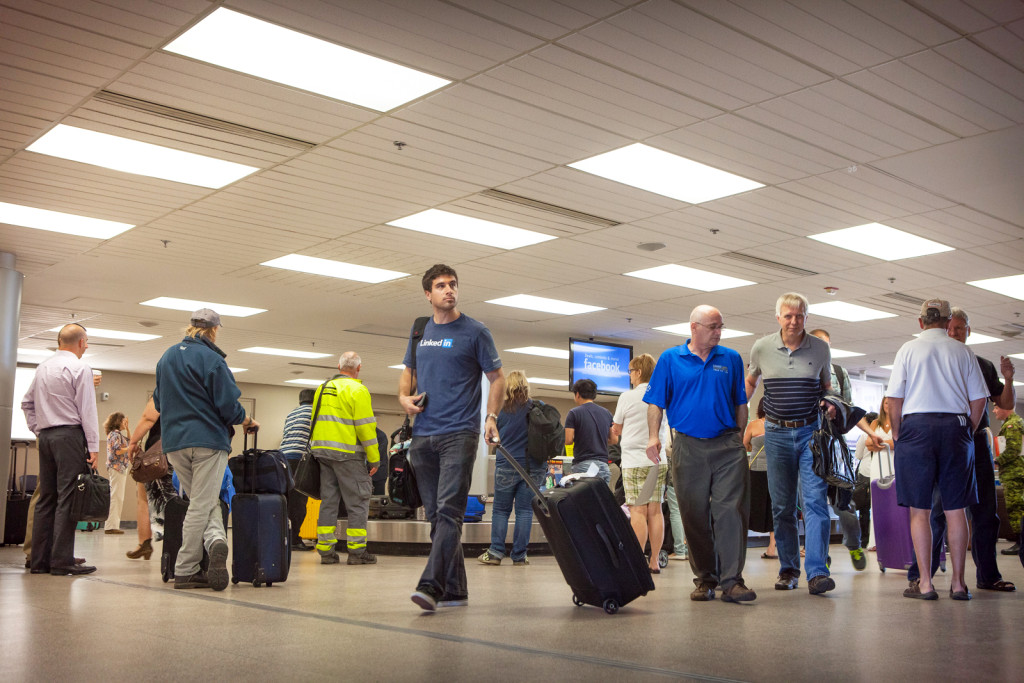 Passengers in the Fredericton Airport Arrivals Area