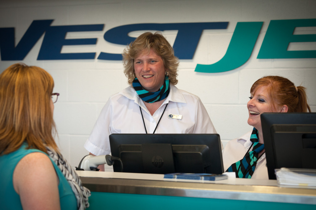 WestJet counter in the Fredericton International Airport