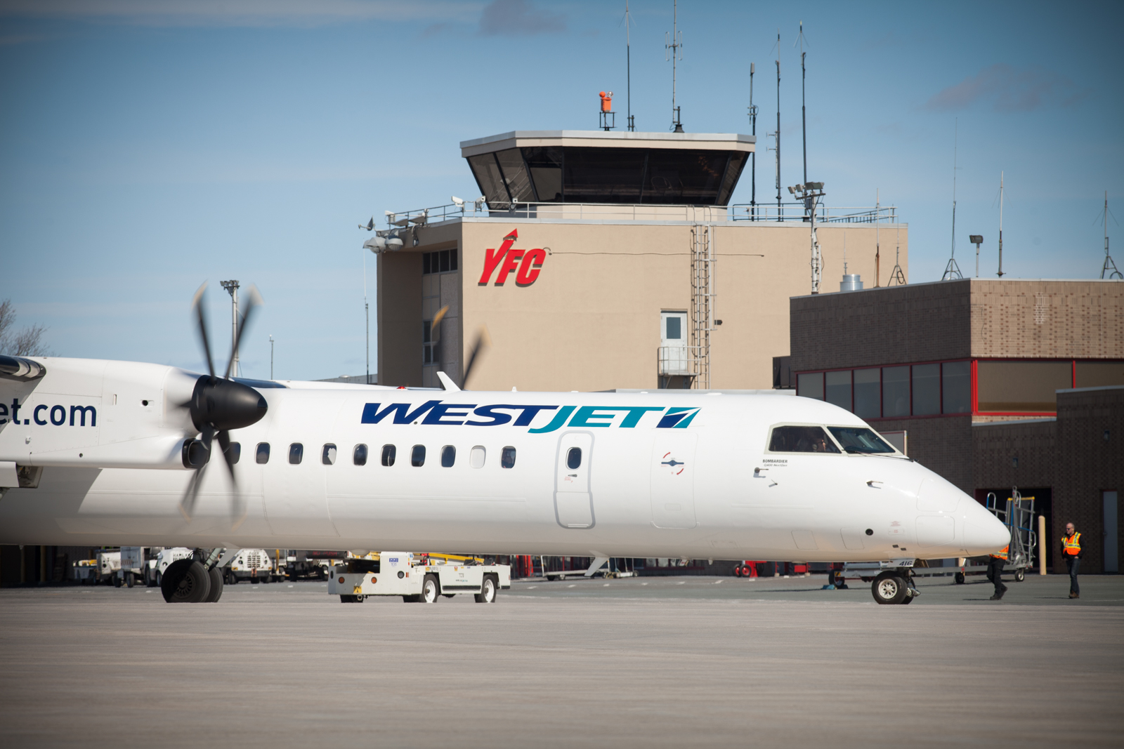 WestJet plane at the Fredericton International Airport