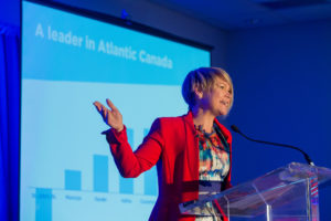 President and CEO Johanne Gallant speaks at the 2018 AGM of the Fredericton International Airport Authority