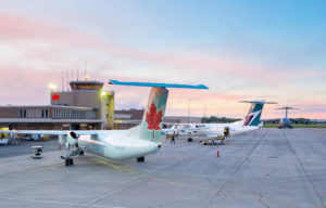 Air Canada, WestJet and military aircraft at the Fredericton International Airport