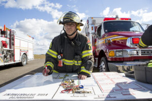 Firefighter working at the Fredericton International Airport's Emergency Exercises